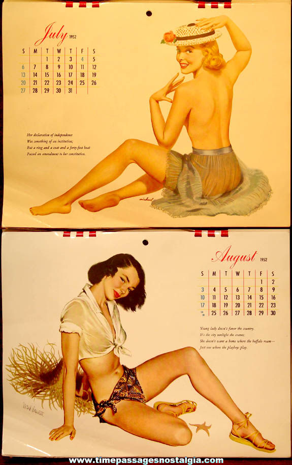 Colorful 1952 Esquire Advertising Risque Pretty Lady Pin Up Model Calendar
