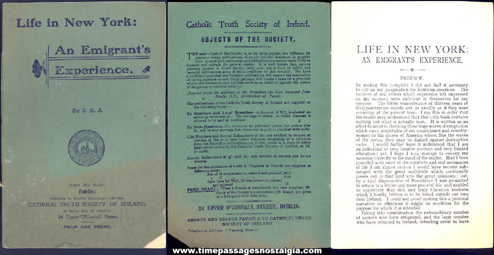 Old Catholic Truth Society of Ireland - Life In New York: An Emigrant’s Experience Booklet