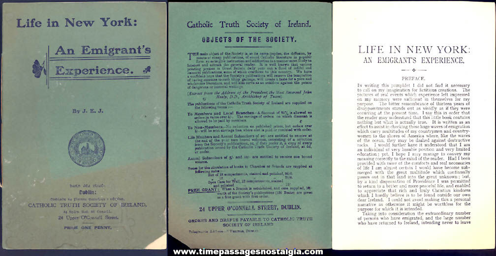 Old Catholic Truth Society of Ireland - Life In New York: An Emigrants Experience Booklet