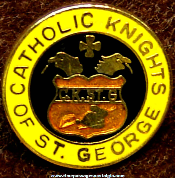 Catholic Knights of St. George Religious Fraternal Order Enameled Membership Pin