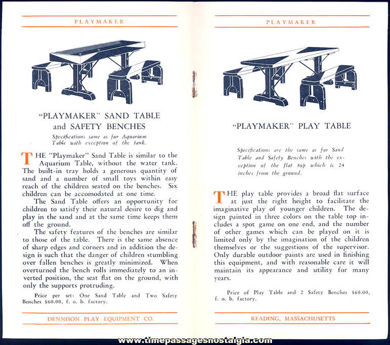 1930 Dennison Play Equipment Company Sales Letter Advertising Brochure & Envelope