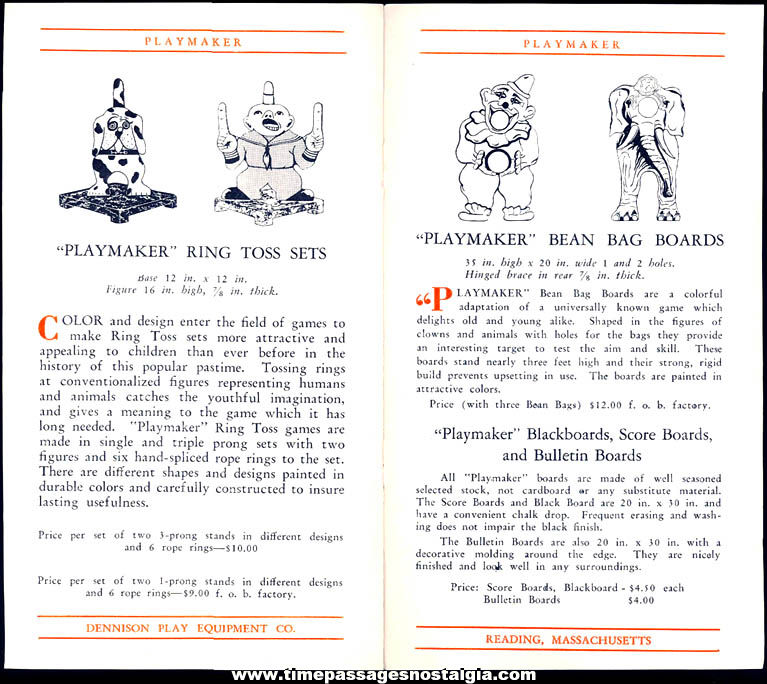 1930 Dennison Play Equipment Company Sales Letter Advertising Brochure & Envelope