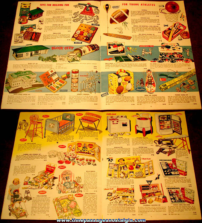 Colorful 1954 A. M. Latour Company Santa’s Own Toy Book Christmas Catalog