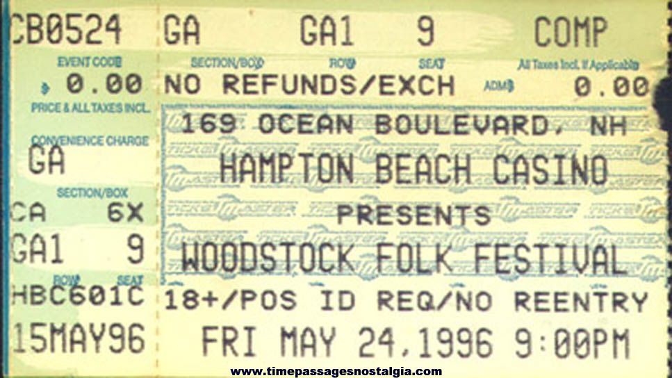 1996 Arlo Guthrie Autographed Woodstock Folk Festival Event Flyer