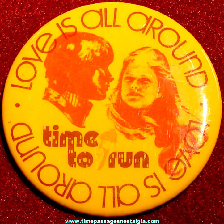 Colorful 1967 The Troggs Love Is All Around Time To Run Music Advertising Pin Back Button