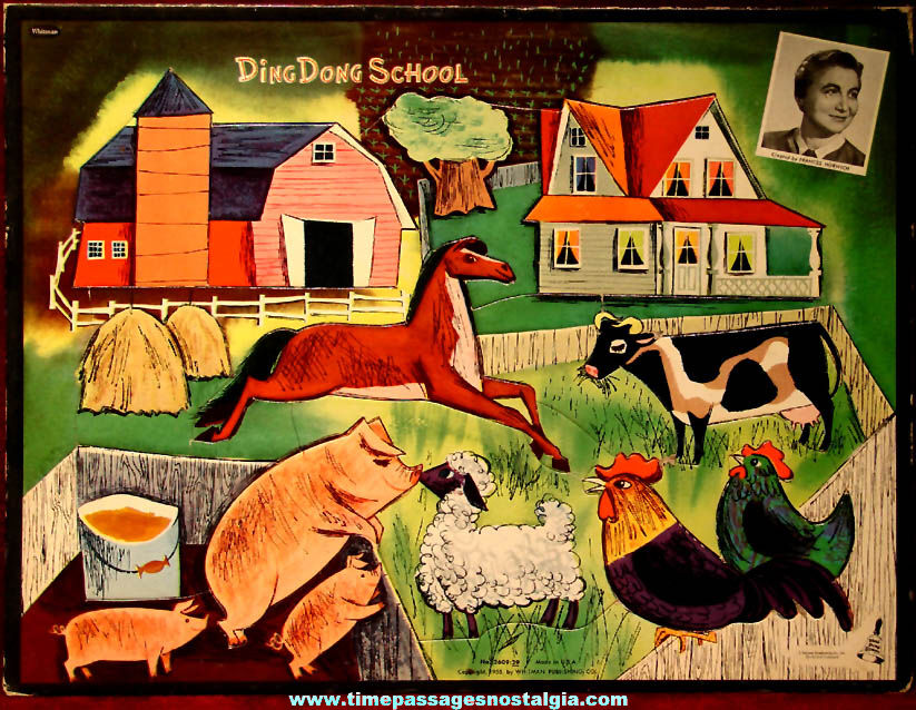 Colorful 1955 NBC Ding Dong School Whitman Frame Tray Jig Saw Puzzle