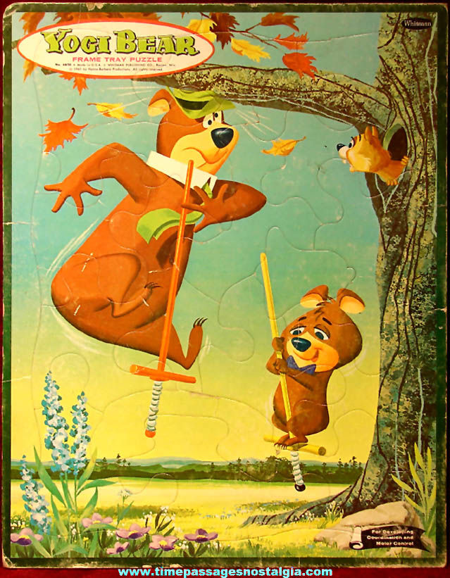 Colorful 1961 Yogi Bear Cartoon Character Whitman Frame Tray Jig Saw Puzzle