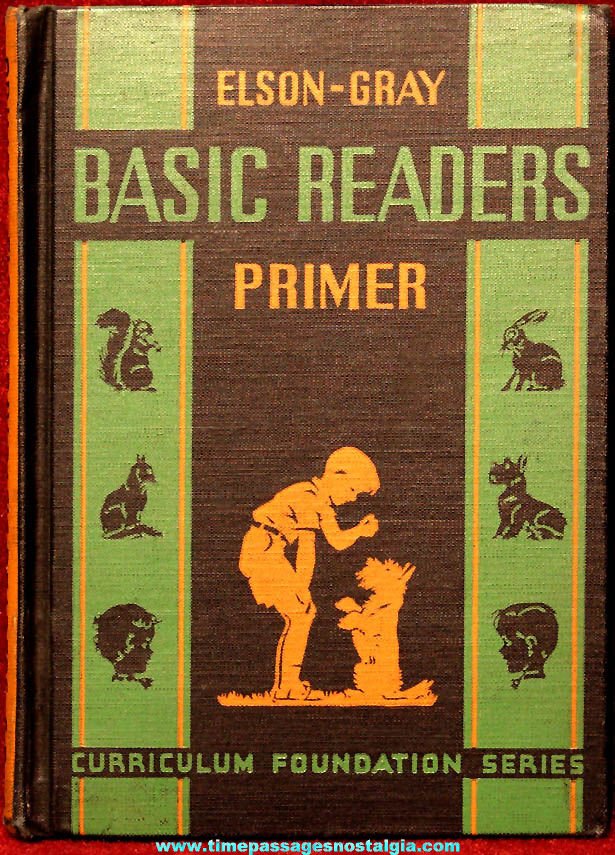 1936 Elsen Grey Color Illustrated Primer Basic Reader Curriculum Foundation Series School Hard Back Text Book