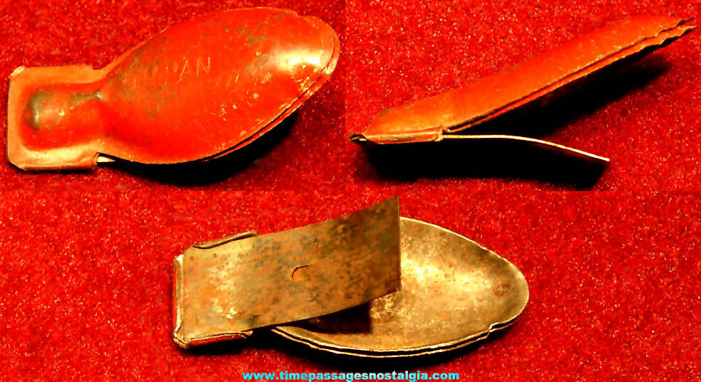 1920s or 1930s Error Cracker Jack Pop Corn Confection Painted Tin Metal Toy Prize Bug Clicker Noisemaker