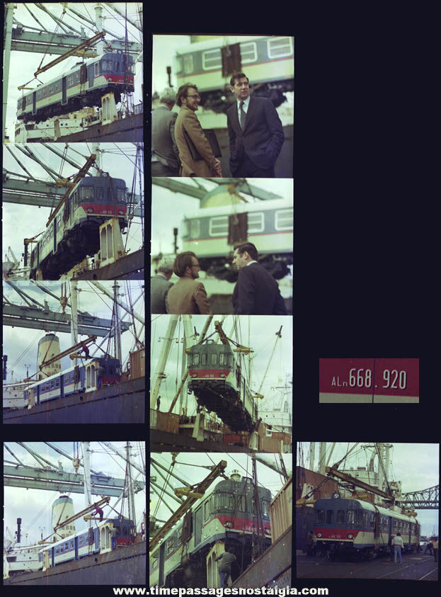 (9) 1976 Mass Port MBTA Train Car & Ship Color Photograph Negatives