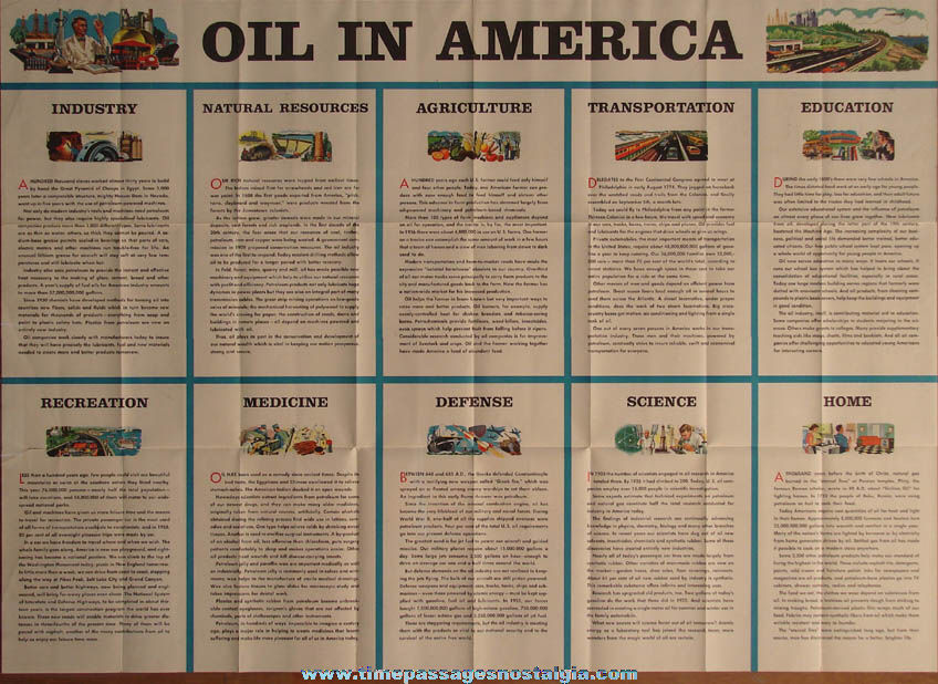 Colorful ©1957 Oil In America Standard Oil Company Pictorial United States Map