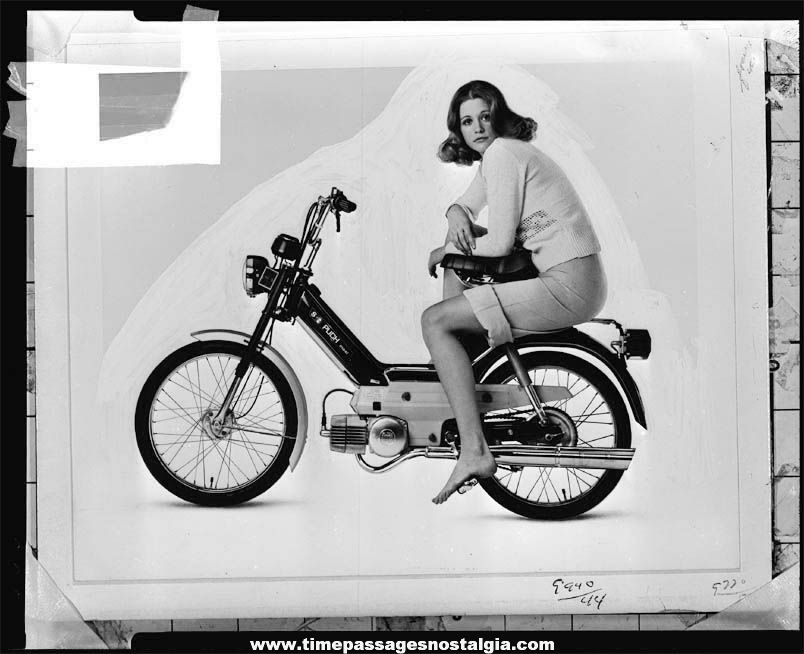 1976 Puch Maxi Moped Advertising Photograph Negative With Woman