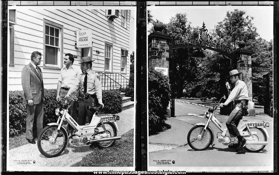(2) 1976 Puch Maxi Moped Advertising Photograph Negatives With Rutgers University Police