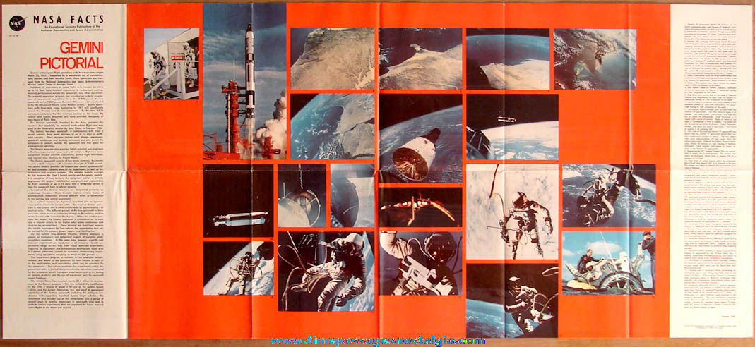 Large Colorful October 1966 Gemini Pictorial NASA Facts Educational Poster