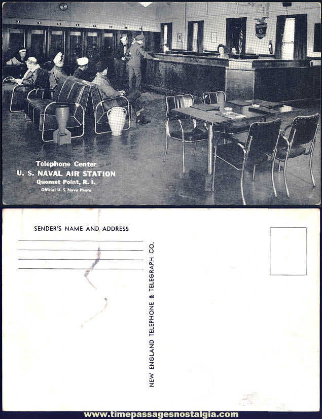 Old Unused Quonset Point Rhode Island United States Naval Air Station Telephone Center Post Card