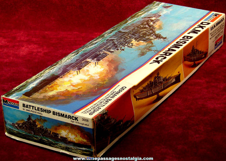 Boxed ©1977 German Navy Battleship D.K.M. Bismarck Monogram Model Kit