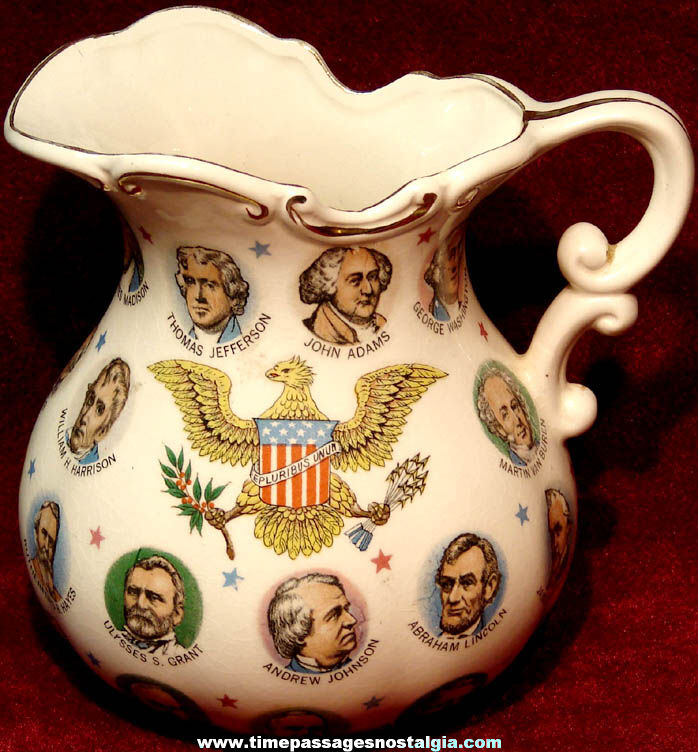 Colorful 1965 Porcelain United States President Pitcher