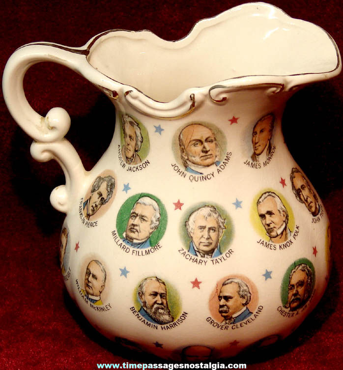 Colorful ©1965 Porcelain United States President Pitcher