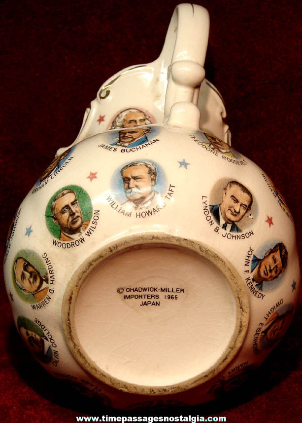 Colorful 1965 Porcelain United States President Pitcher