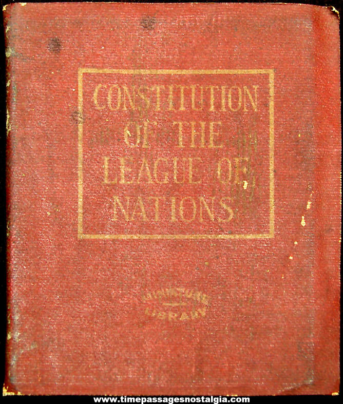 1920 Constitution of The League of Nations Miniature Library Book