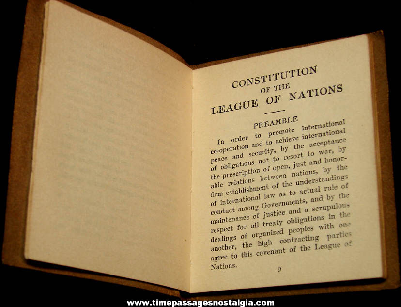 1920 Constitution of The League of Nations Miniature Library Book