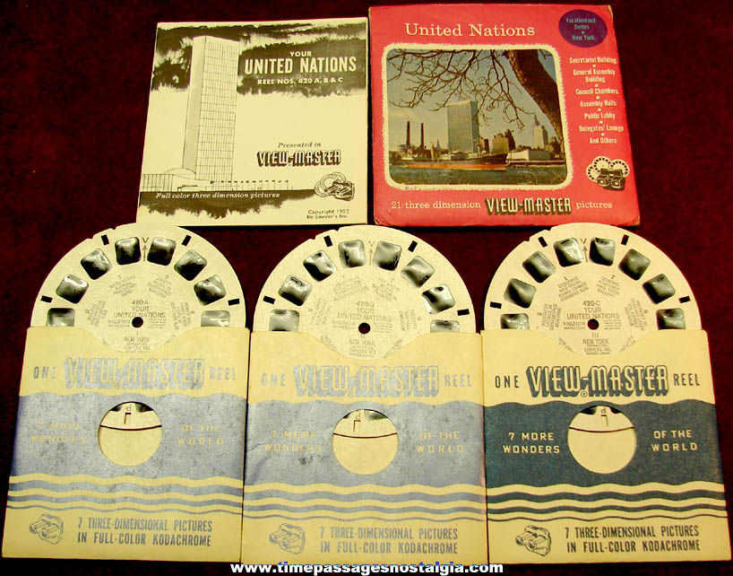 1955 Sawyers United Nations Three Dimensional View Master Reel Packet