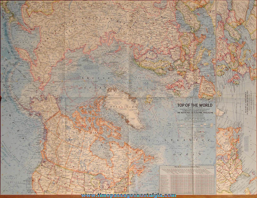 1965 National Geographic Society Top of The World Map