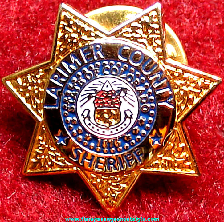 Small Larimer County Colorado Sheriff Enameled Metal Seven Point Star Badge Pin
