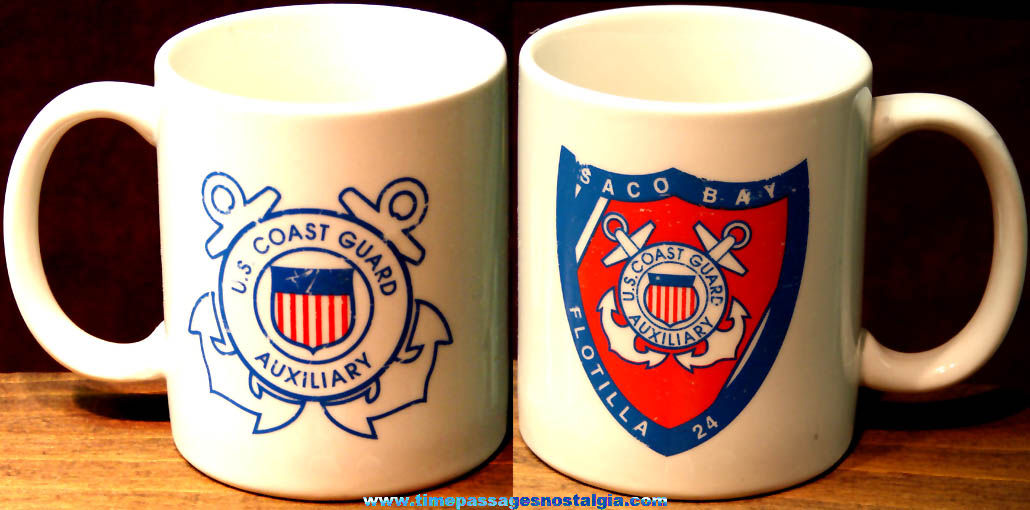 United States Coast Guard Auxiliary Saco Bay Maine Ceramic Flotilla 24 Advertising Coffee Cup