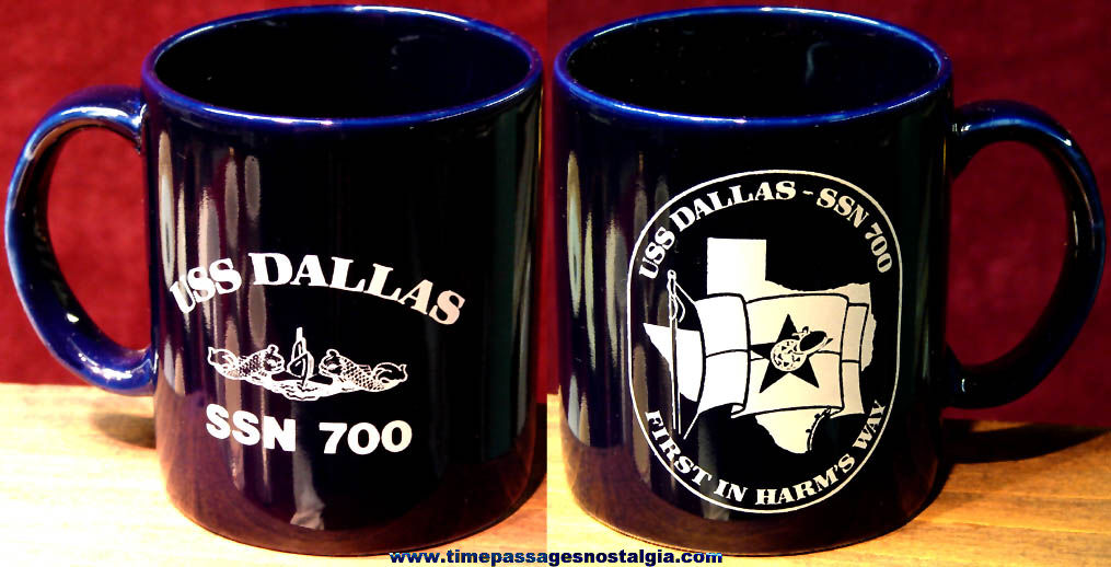 United States Navy U.S.S. Dallas SSN-700 Ceramic or Porcelain Submarine Advertising Coffee Cup
