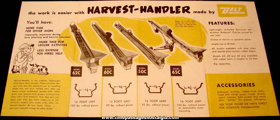 Old J. S. Woodhouse Company Belt Harvest Handler Portable Elevator Advertising Brochure