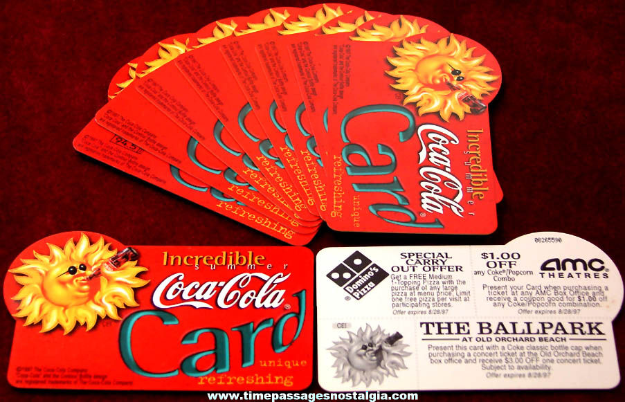 (10) Unused 1997 Coca Cola Soda Advertising Discount Coupon Cards