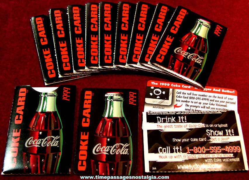 (11) Unused 1999 Coca Cola Soda Advertising Telephone Voice Mail Cards