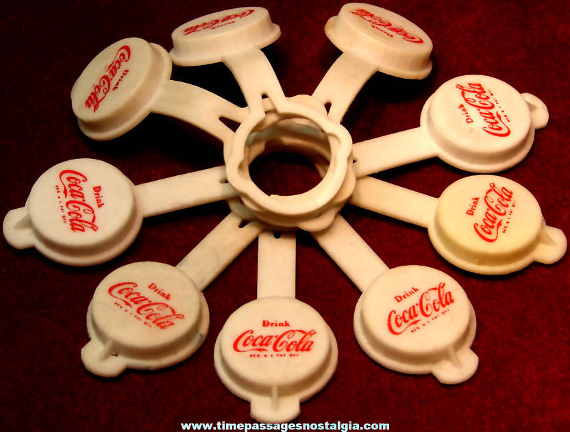 (9) Old Unused Coca Cola Advertising Premium Reseal Plastic Soda Bottle Caps