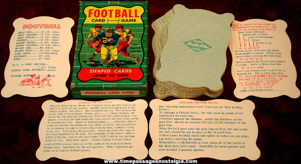 Old Boxed Warren Built Rite Toy Football Sports Card Game