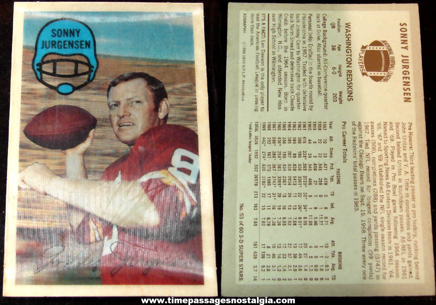 (4) Different Colorful 1970 Kellogg’s Cereal Prize Three Dimensional Football Sports Cards