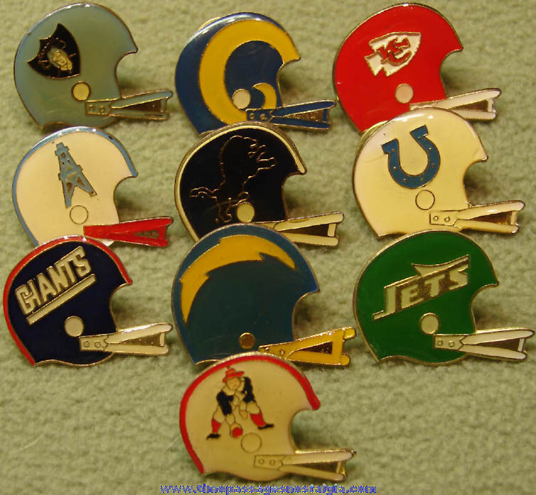 (10) Different National Football League Team Advertising Football Helmet Logo Pins