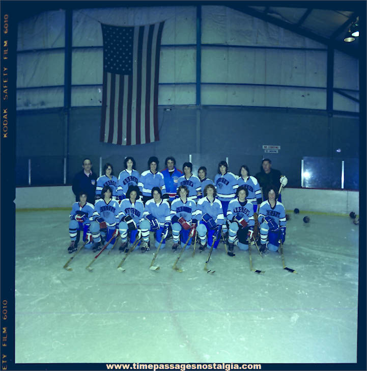 1976 Boston Massachusetts All Girls Hockey Team Photograph Negative