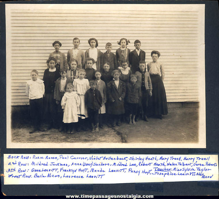Old Unknown Elementary School Named Student & Teacher Class Photograph