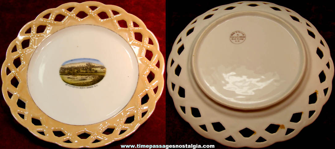 Colorful Old North Conway New Hampshire Advertising Souvenir Porcelain or Ceramic Plate