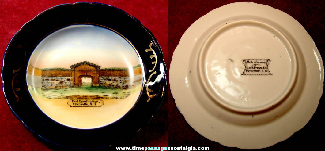 Small Colorful Old Fort Constitution New Castle New Hampshire Advertising Souvenir Porcelain or Ceramic Plate