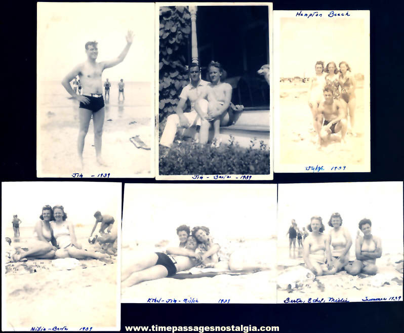 (6) Different 1939 Massachusetts & New Hampshire Beach Black & White Photographs