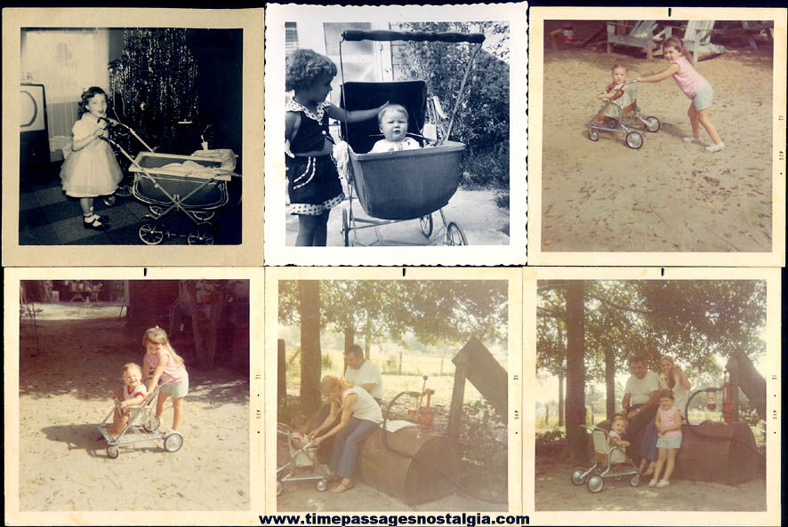 (13) Different Old Babies In Carriage Buggy or Stroller Photographs