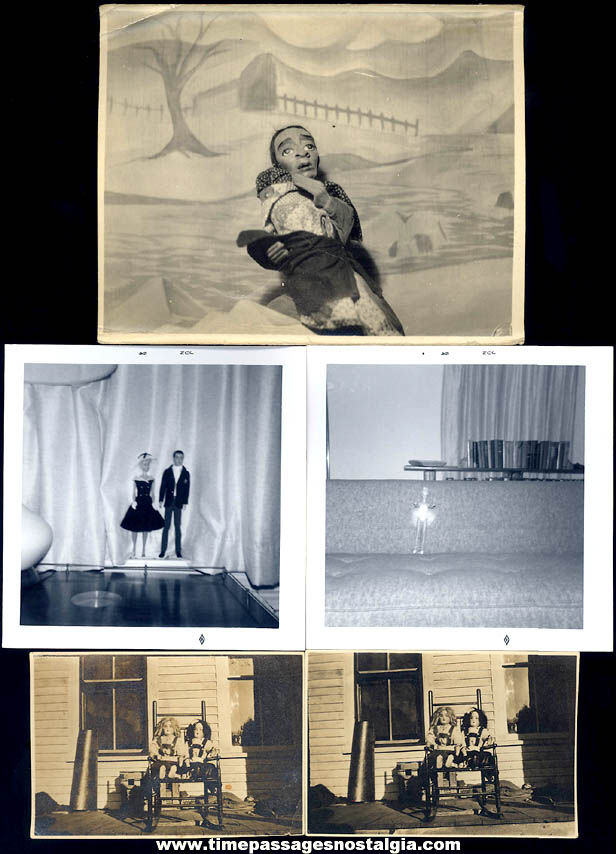 (5) Old Toy Doll & Barbie Doll Black & White Photographs