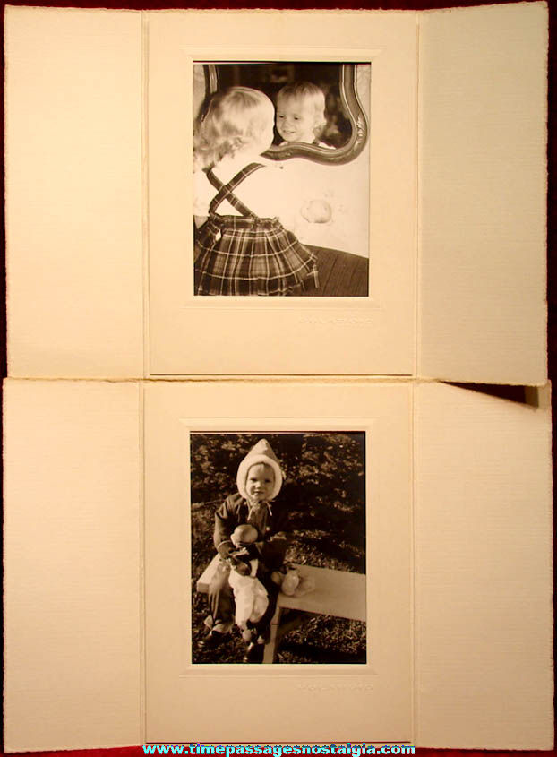 (8) Old Children With Toy Dolls & Stuffed Animals Photographs