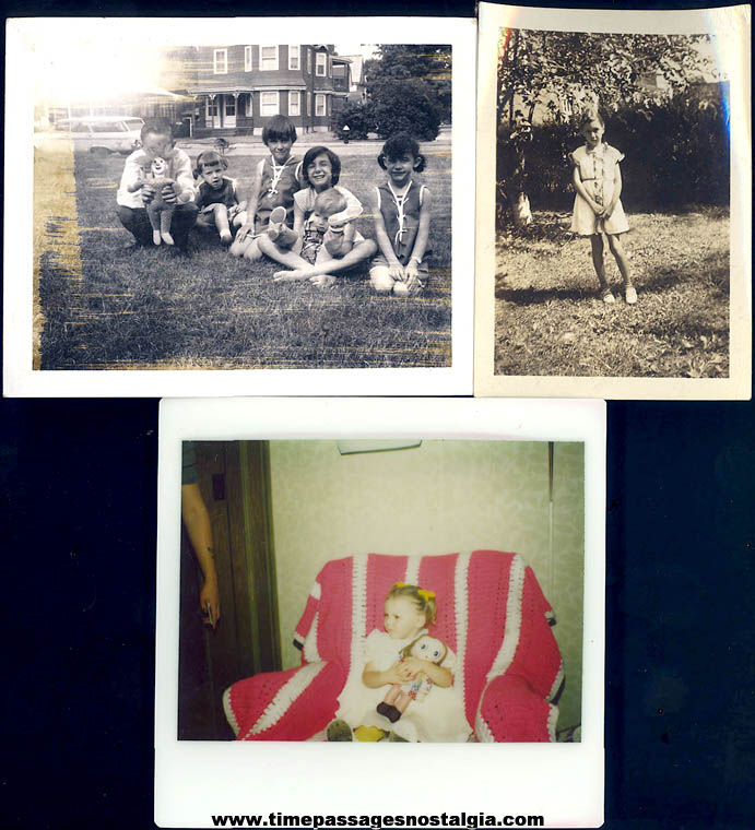 (8) Old Children With Toy Dolls Photographs
