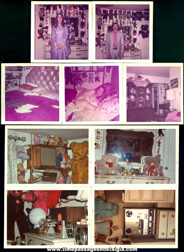 (9) 1972 Interior Photographs of A Plush Stuffed Animal Teddy Bear and Toy Doll Collection
