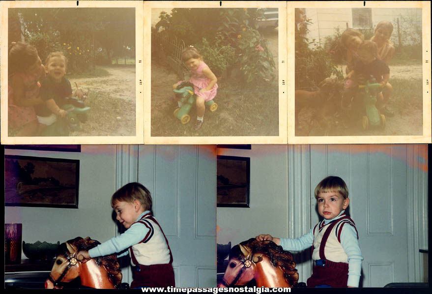 (25) Old Photographs of Children on Old Vintage Hobby Horses or Horse Rides