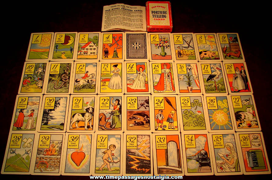 Colorful Boxed ©1940 Whitman Old Gypsy Fortune Yelling Card Set