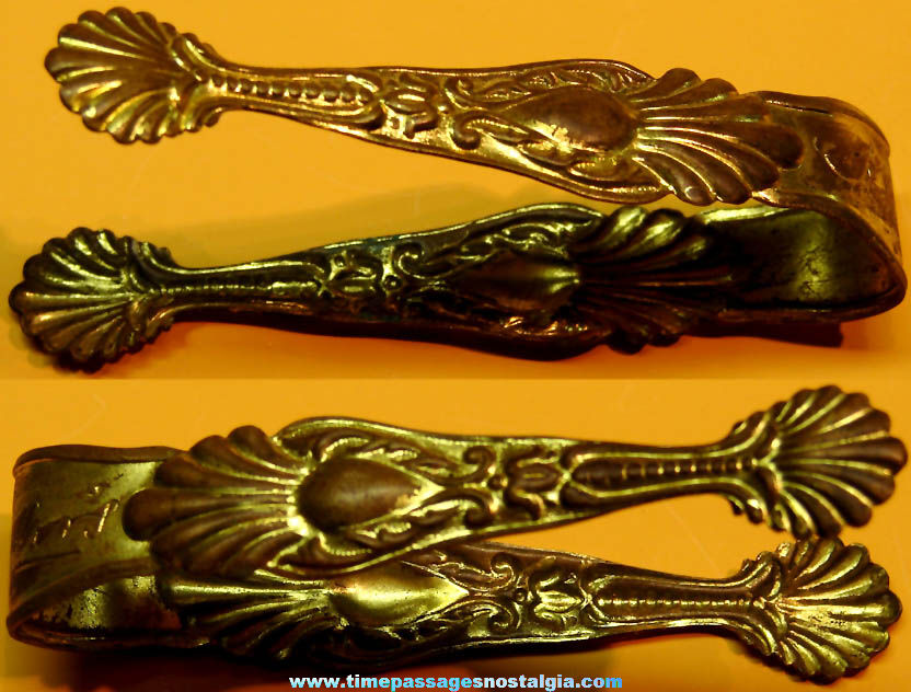 Old Embossed Metal Huylers Candy Advertising Sample Serving Tongs